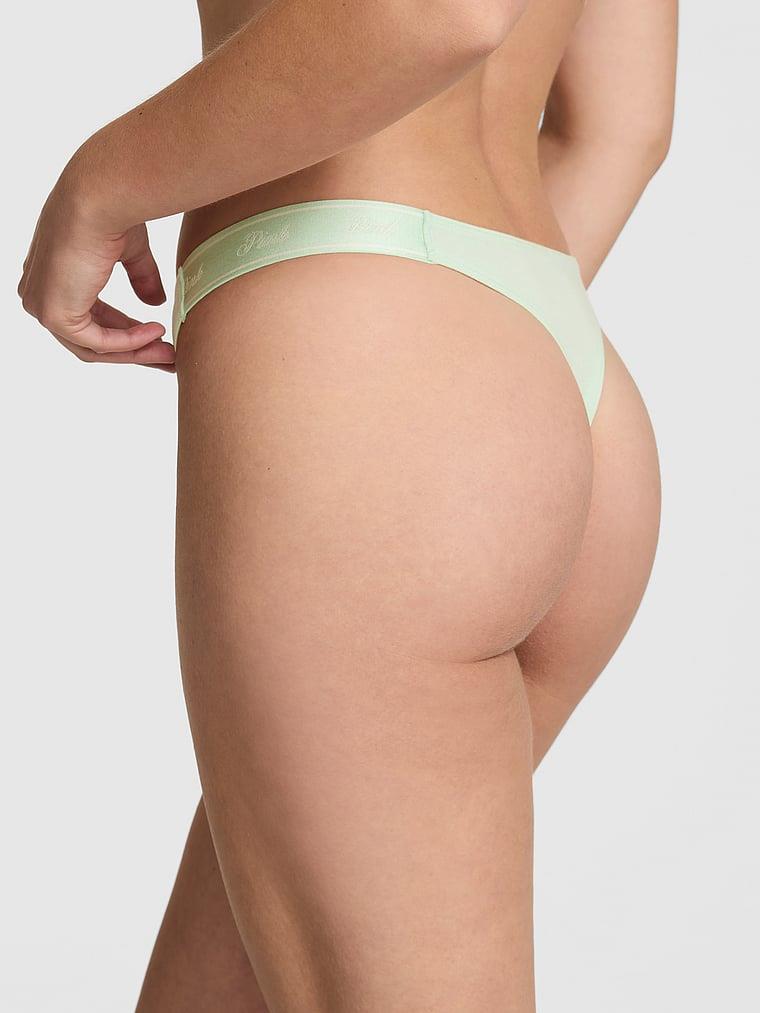 Pink Logolu Pamuklu Derin Bacak Kesim Tanga arka görünümü