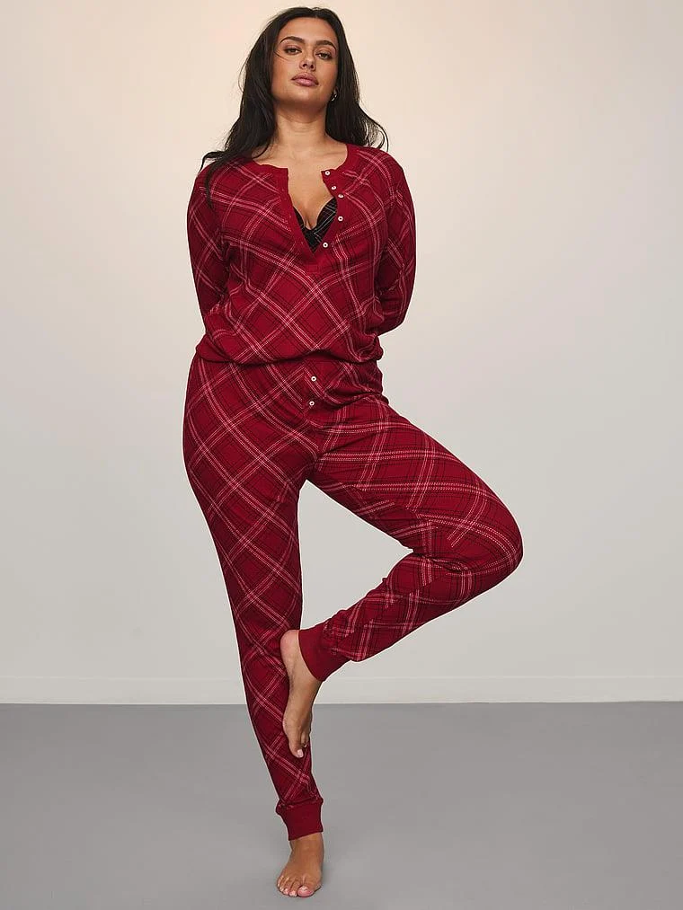 Henley Termal Uzun Pijama Takimi arka görünüm