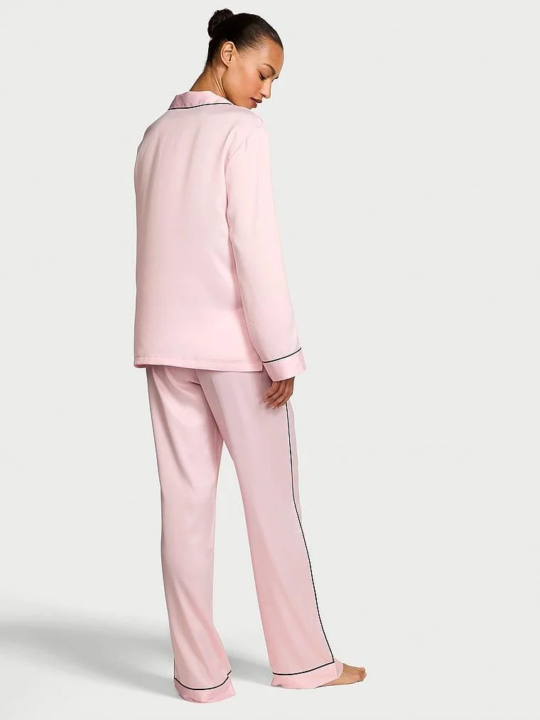 Glazed Saten Uzun Pijama Takimi arka görünüm
