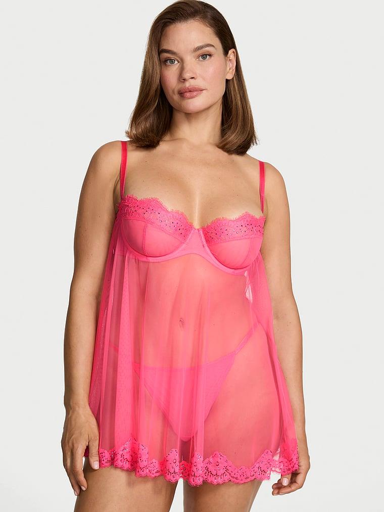 Işıltılı Balkonet Babydoll Set arka görünüm