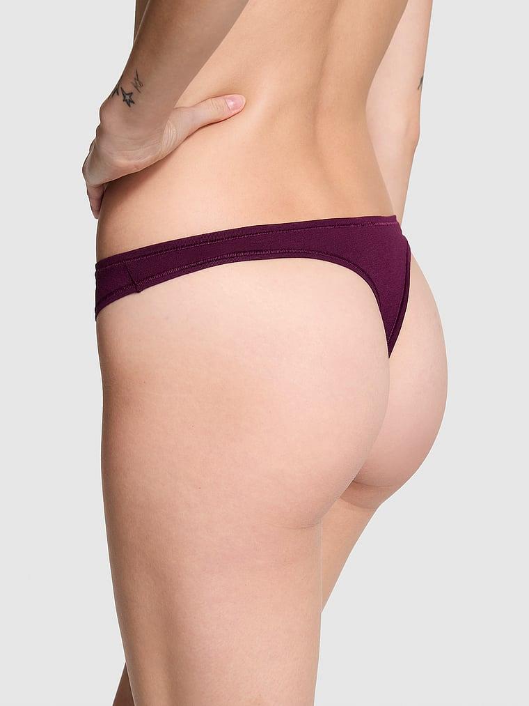 Pink Pamuklu Derin Bacak Kesim Tanga arka görünümü