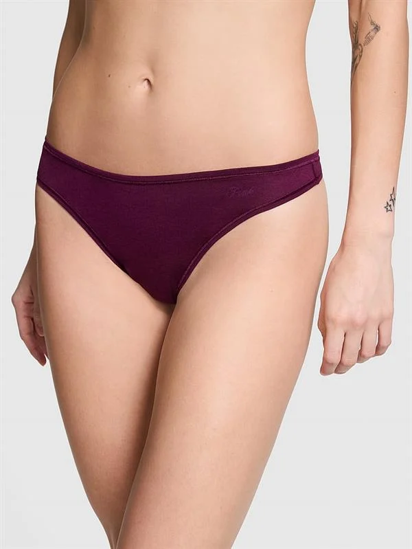 Pink Pamuklu Derin Bacak Kesim Tanga