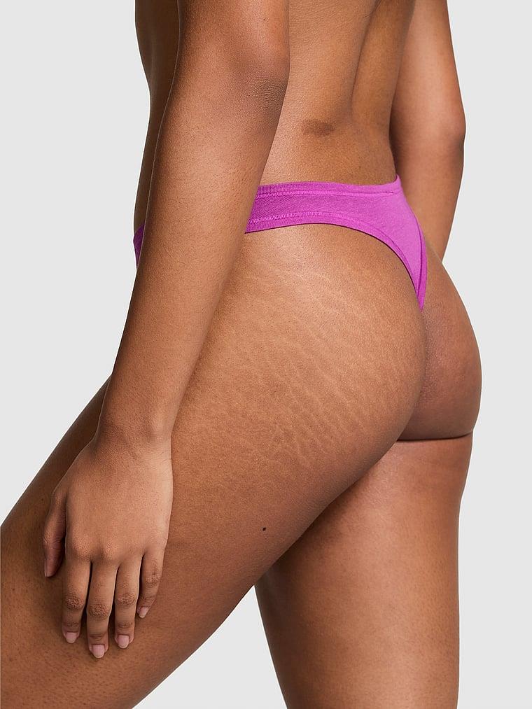 Pink Pamuklu Derin Bacak Kesim Tanga arka görünümü