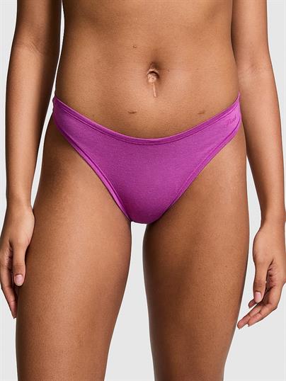 Pink Pamuklu Derin Bacak Kesim Tanga