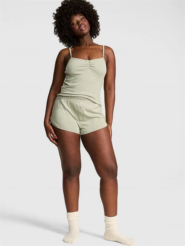 Pink Pointelle Fiyonklu Boxer Sort