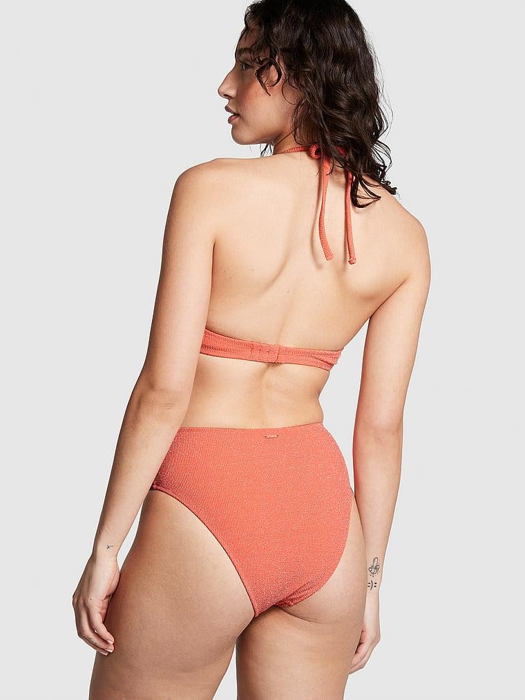 Pink Yüksek Bel Cheeky Bikini Alti arka görünüm