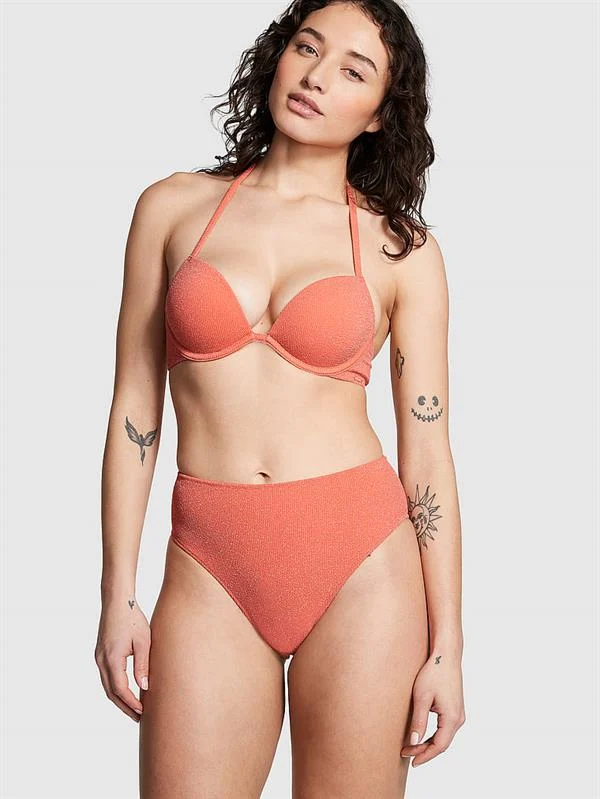 Pink Yüksek Bel Cheeky Bikini Alti