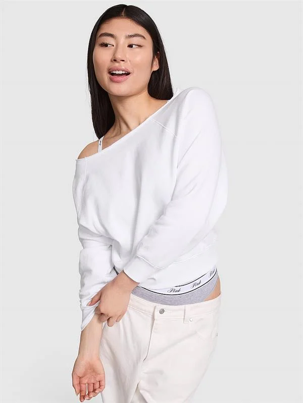 Pink Ivy Fleece Off The Shoulder Sweatshirt