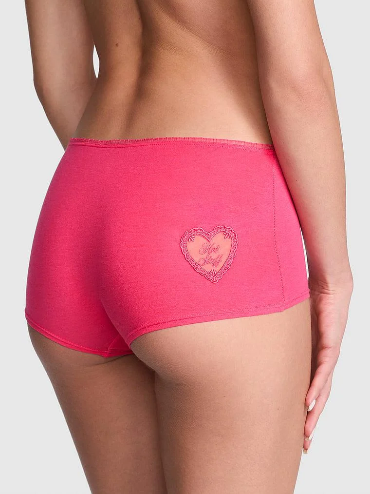 Pink Pamuklu Boyshort Kulot arka görünüm