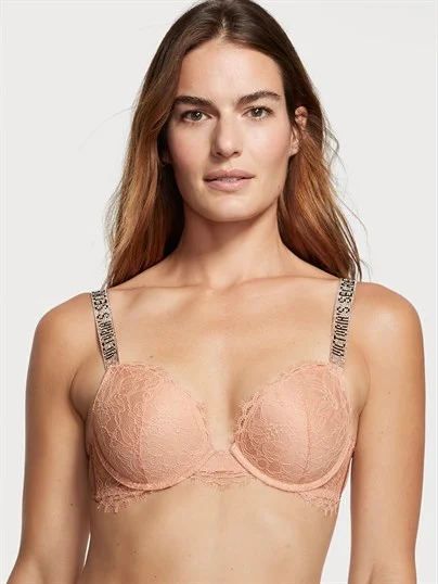 Dantelli Işıltılı Askili Push Up Sütyen ön görünüm