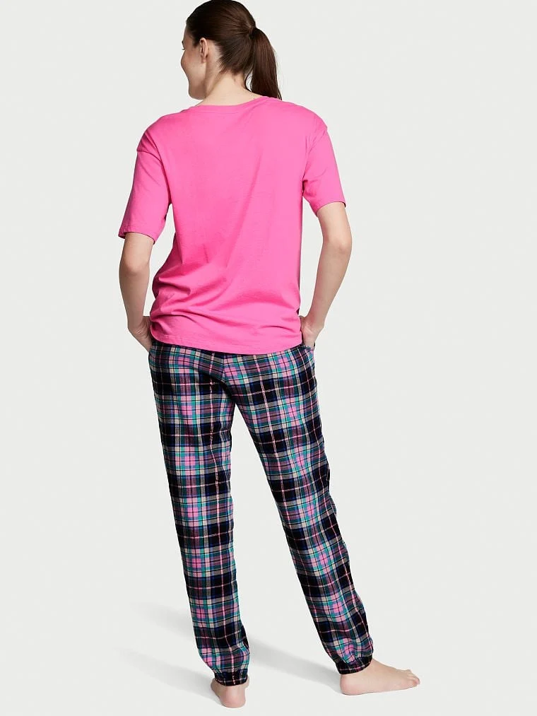 Flannel Tisort Jogger Tee Jama Takimi arka görünüm