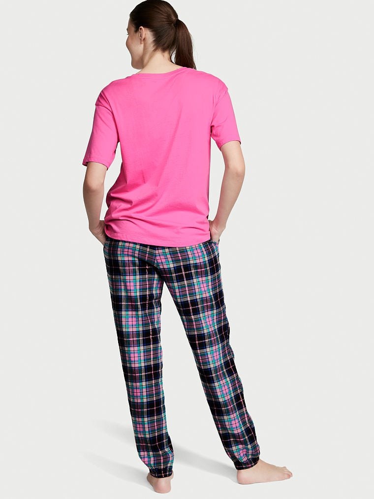 Flannel Tisort Jogger Tee Jama Takimi arka görünümü