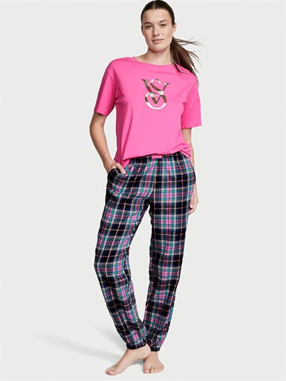 Flannel Tisort Jogger Tee Jama Takimi