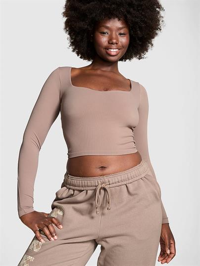 Pink Soft Seamless Uzun Kollu Kalp Yaka Ust