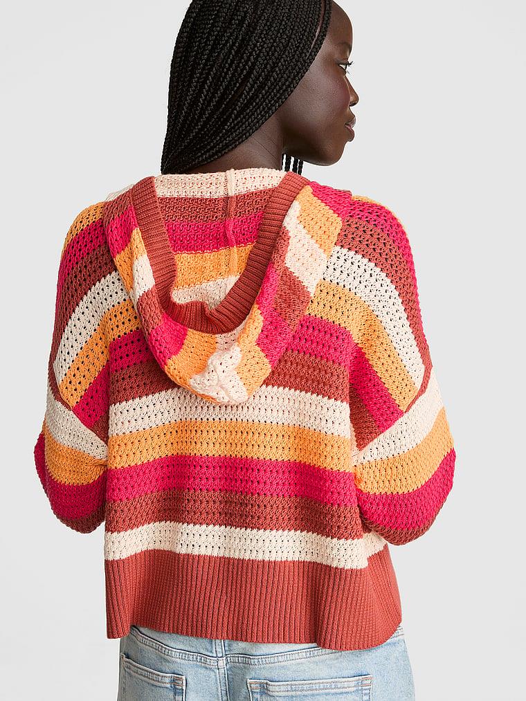 Pink Krose Detayli V Yaka Kapusonlu Sweatshirt arka görünümü