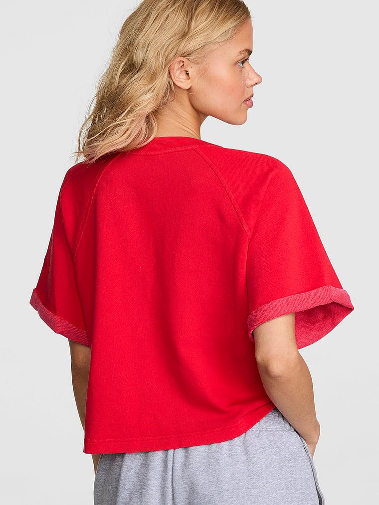 Pink Kısa Kollu Bisiklet Yaka Sweatshirt arka görünüm