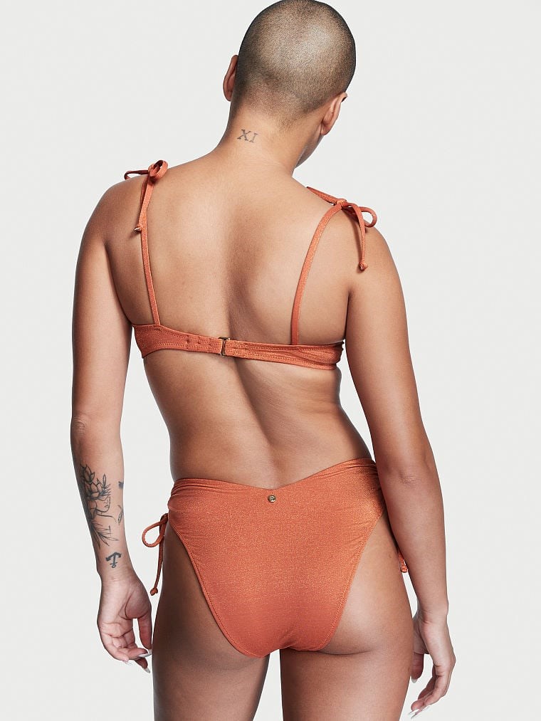Buzgulu Işıltılı Balenli Ayarlanabilir Bikini Ustu arka görünümü