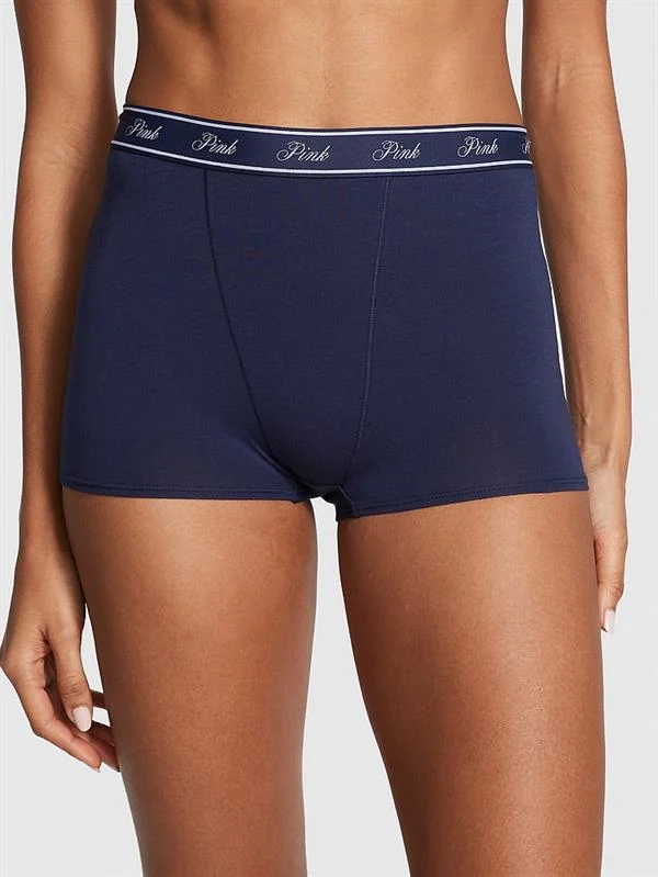 Pink Mikro Logolu Yüksek Bel Boyshort Kulot