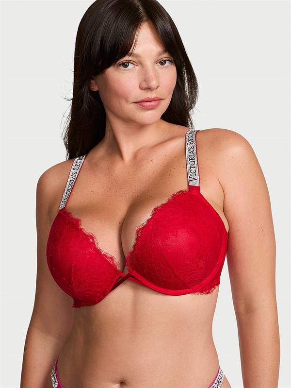Işıltılı Askili Dantelli Push Up Sütyen