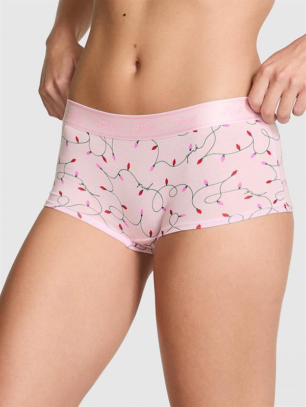 Pink Logolu Pamuklu Boyshort Kulot