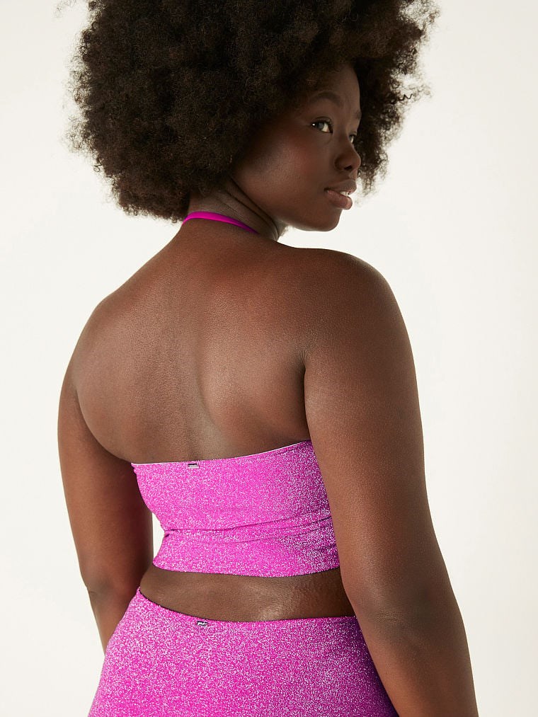 Victorias S Secret Pink Işıltılı Askisiz Bikini Ustu arka görünüm