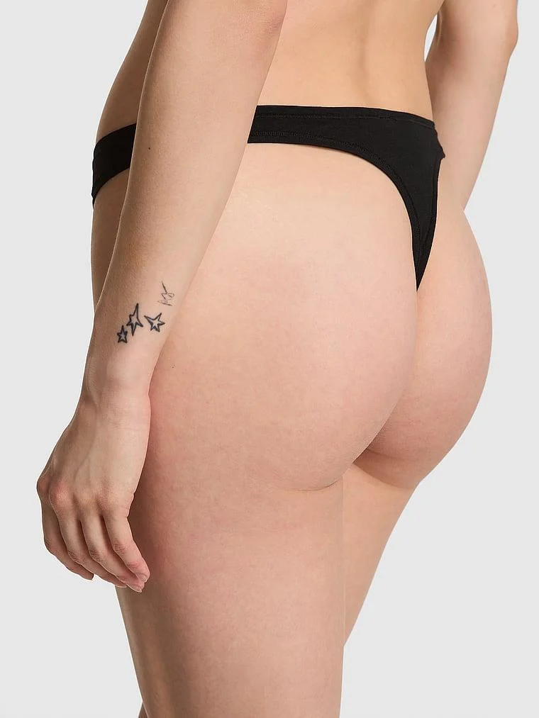Pink Pamuklu Derin Bacak Kesim Tanga arka görünüm
