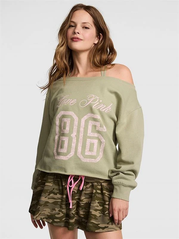 Pink Kampus Omzu Acik Sweatshirt