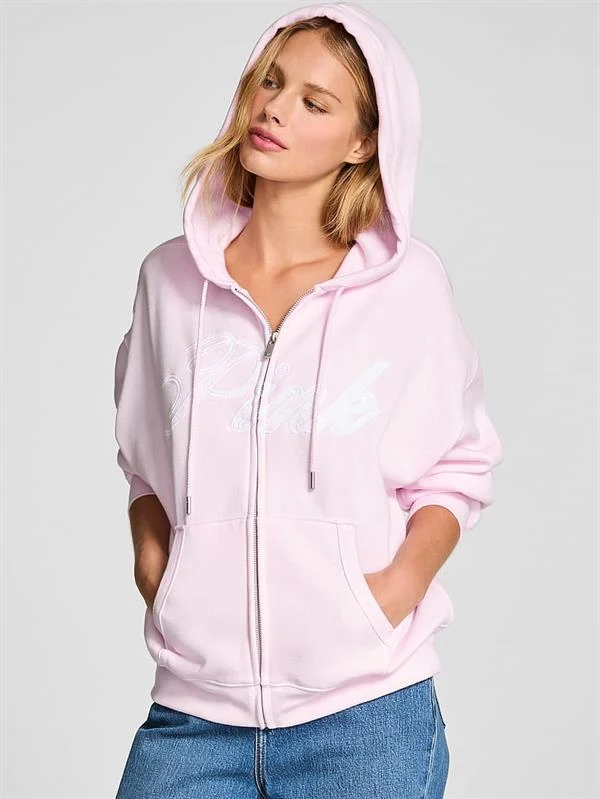 Pink Ivy Kampus Fermuarli Kapusonlu Ust ön görünüm
