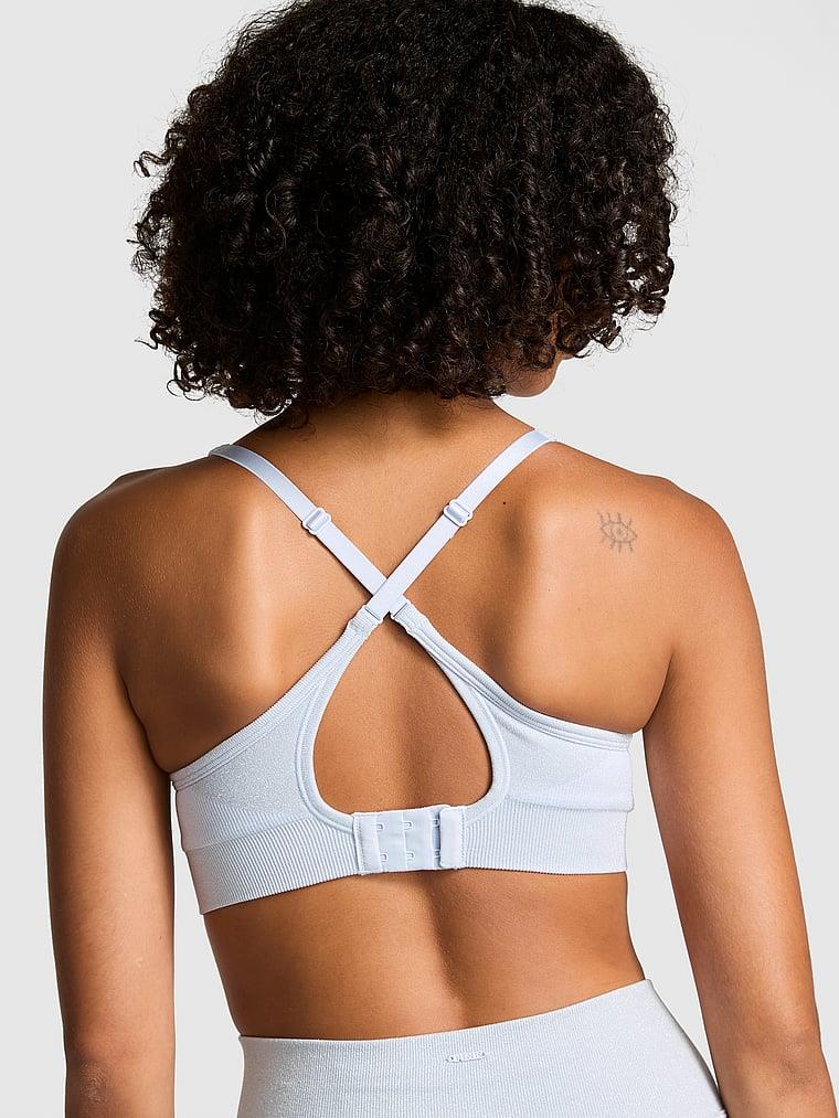 Pink Seamless Air Işıltılı Hafif Destekli Sporcu Sütyeni arka görünüm