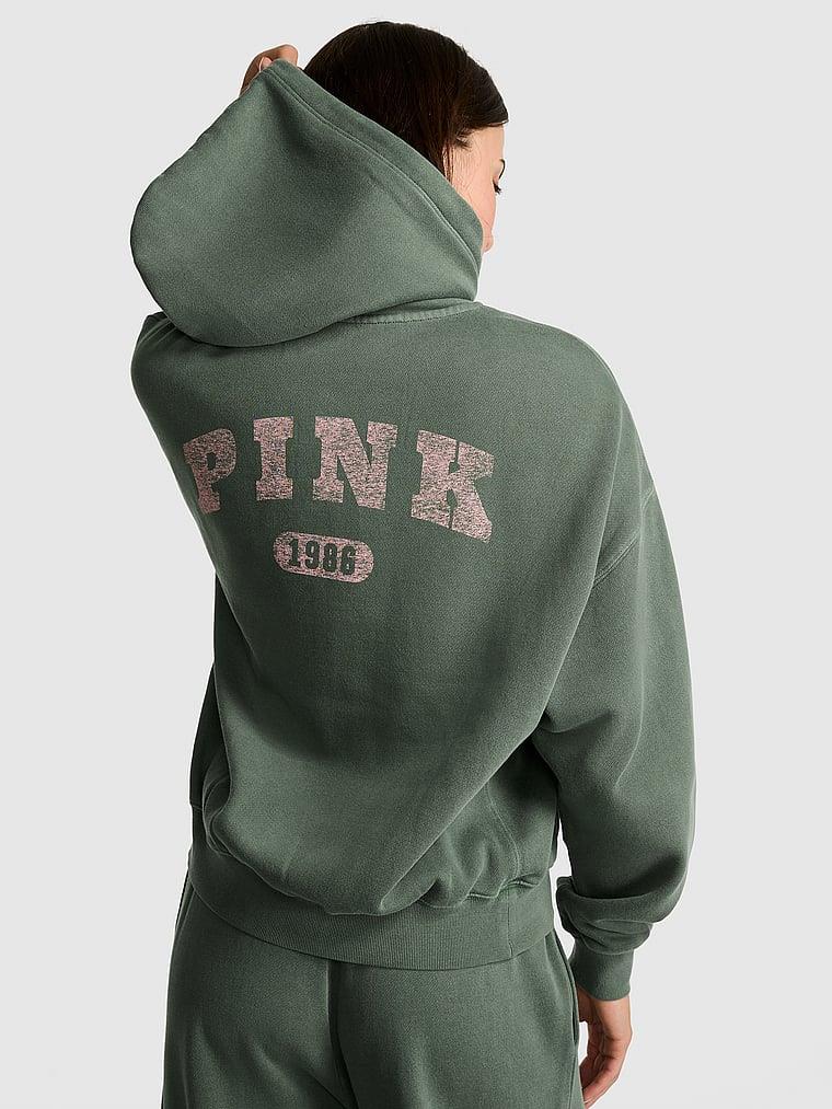 Pink Fermuarli Kapusonlu Sweatshirt arka görünümü
