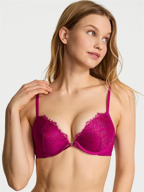Gul Dantelli Push Up Sütyen