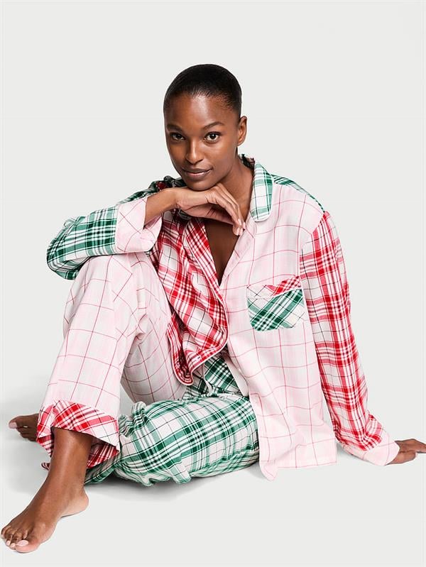 Flanel Uzun Pijama Takimi ön görünüm
