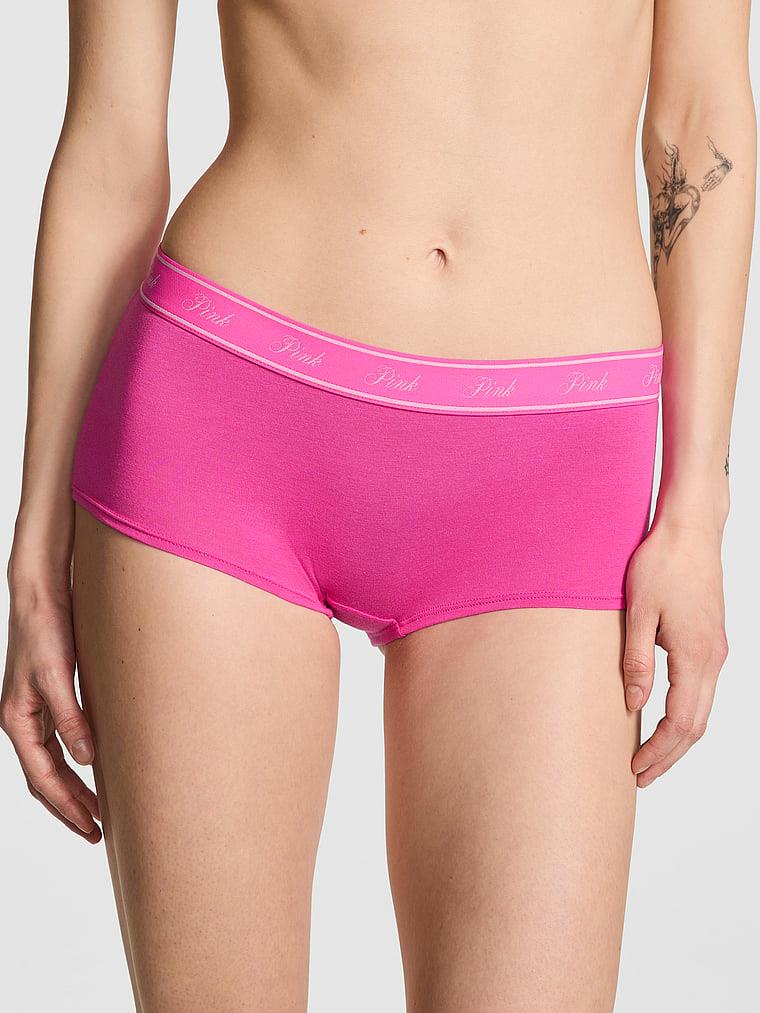 Pink Logolu Pamuklu Boyshort Kulot arka görünüm