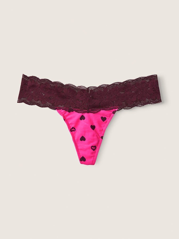 Pink Everyday Dantel Detayli Pamuk Tanga Kulot arka görünümü