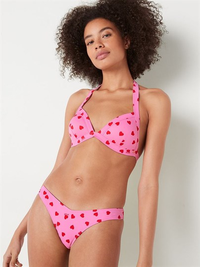 Pink Push Up Dolgulu Ucgen Bikini Ustu