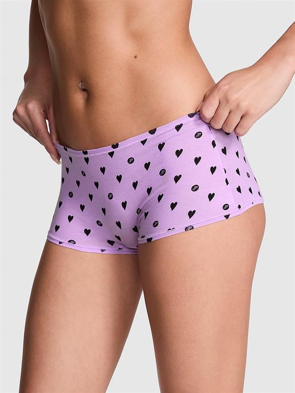 Pink Logolu Pamuklu Boyshort Kulot