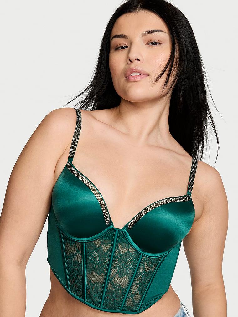 Bombshell 2 Beden Buyuk Gosteren Işıltılı Askili Push Up Bustiyer arka görünümü
