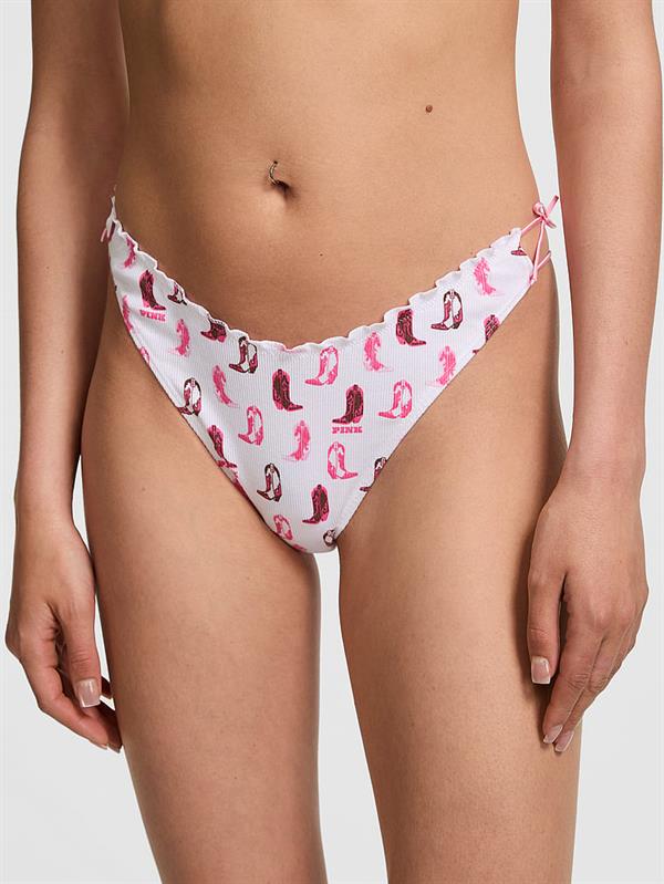 Pink Pamuklu Yandan Baglamali Tanga