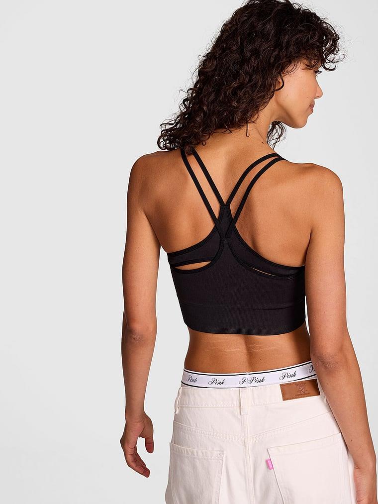 Pink Yumuşak Seamless Askili Sporcu Sütyeni arka görünüm