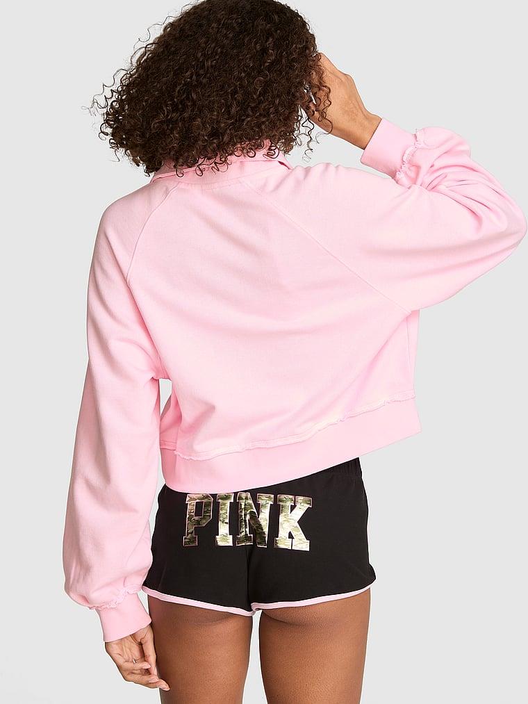 Pink Kampus Dik Yaka Fermuarli Sweatshirt arka görünümü