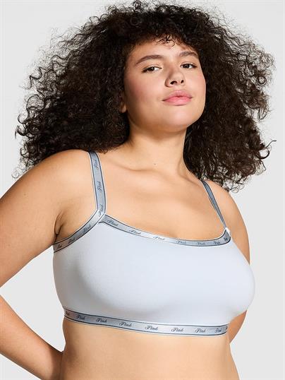 Pink Pamuklu Logolu Duz Yaka Bralet