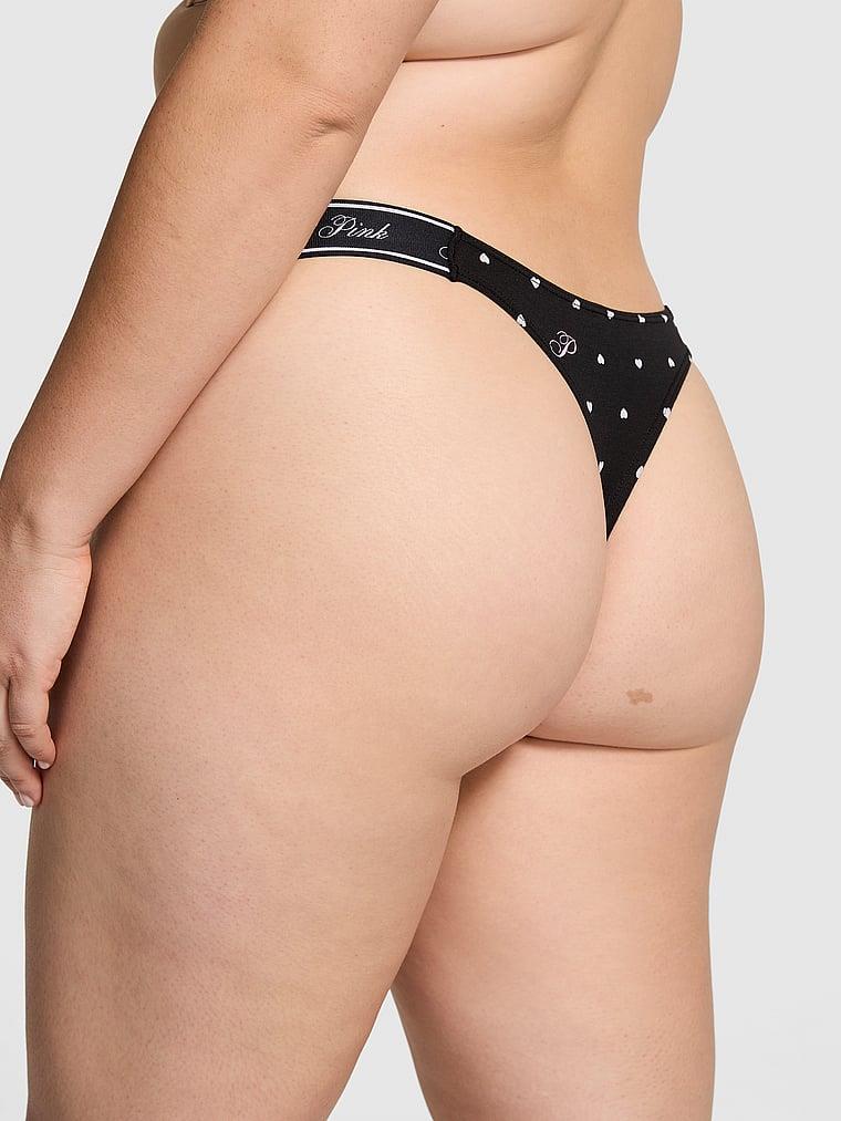 Pink Logolu Pamuklu Derin Bacak Kesim Tanga arka görünümü