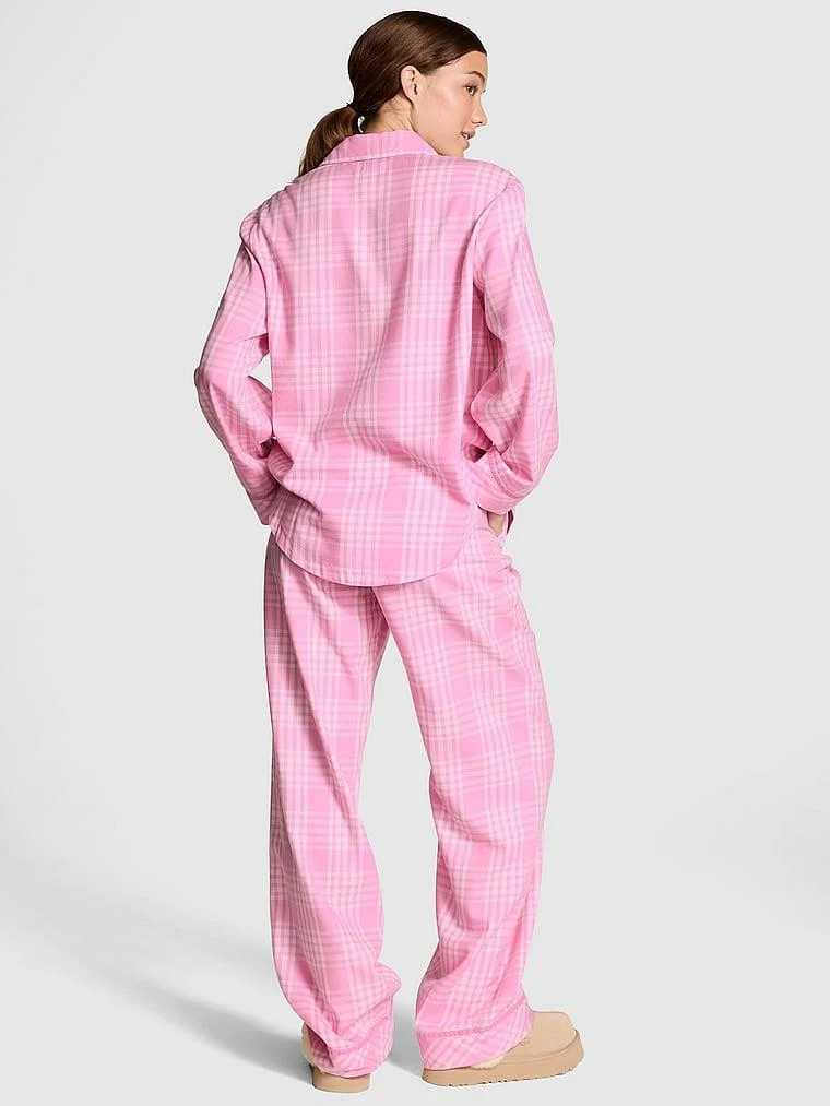 Pink Flannel Uzun Pijama Takimi arka görünüm