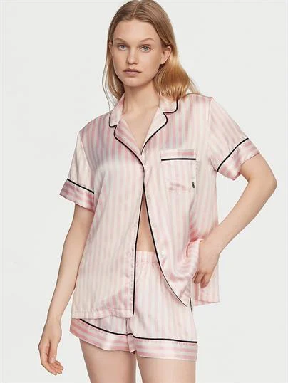 Saten Kısa Pijama Takimi ön görünüm