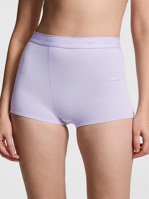 Pink Yüksek Bel Işıltılı Boyshort Kulot