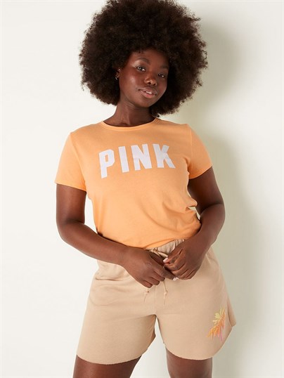 Pink Kısa Kollu Bisiklet Yaka Tisort