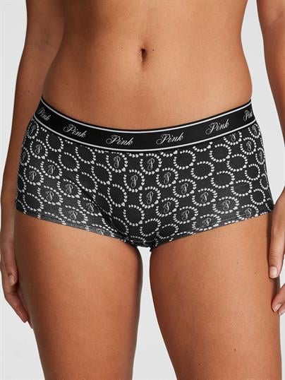 Pink Logolu Pamuklu Boyshort Kulot