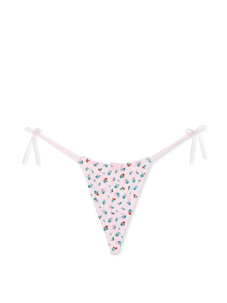 Pink Pamuklu Yandan Baglamali V String Kulot arka görünüm