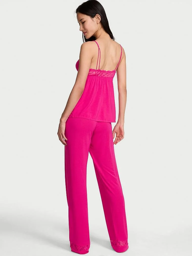 Sosoft Modal Dantelli Askili Bluz Ve Pijama Alti arka görünüm