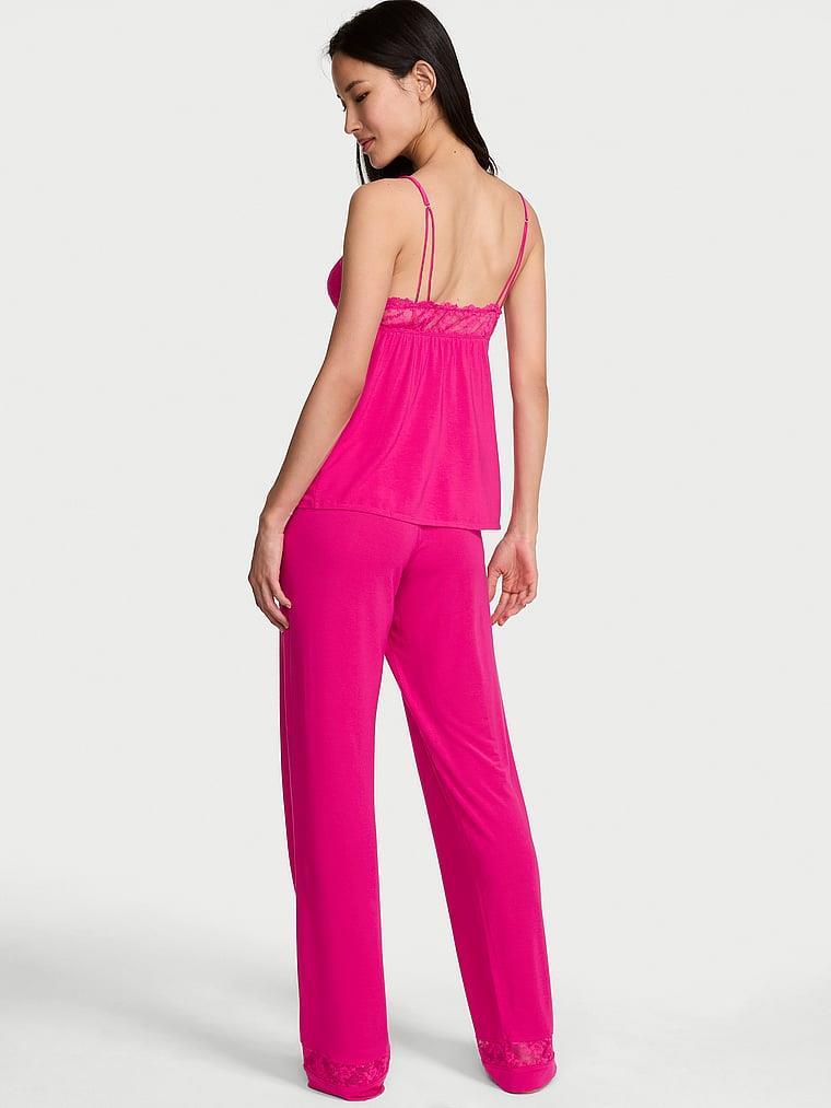 Sosoft Modal Dantelli Askili Bluz Ve Pijama Alti arka görünümü
